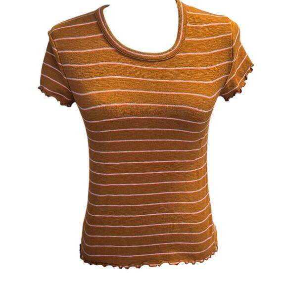 Madewell Baby Tee in the Milstead Stripe – XS-Scoop Neck Lettuce Edges + Hem - Picture 2 of 7